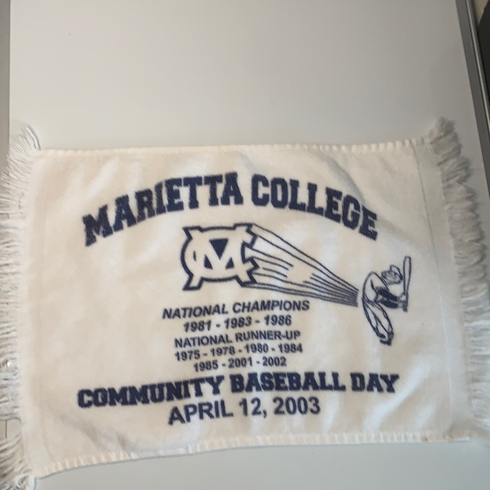 Marietta College Community Baseball Day Commemorative Towel April 12 2003 Cotton